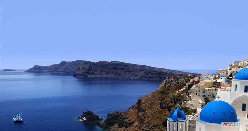 Crescent-shaped Santorini (or Thíra), the precious gem of the Aegean, is actually a group of islands